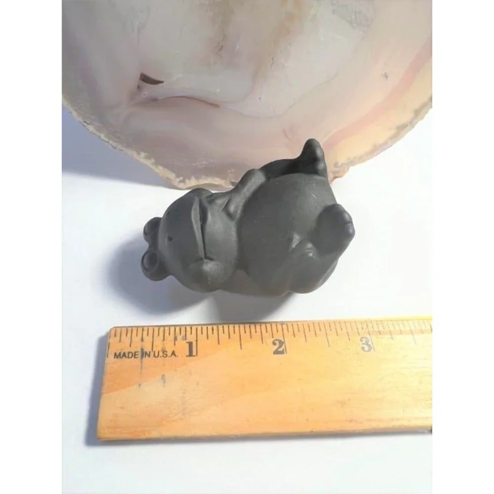 Adorable Black Obsidian Frog Carving